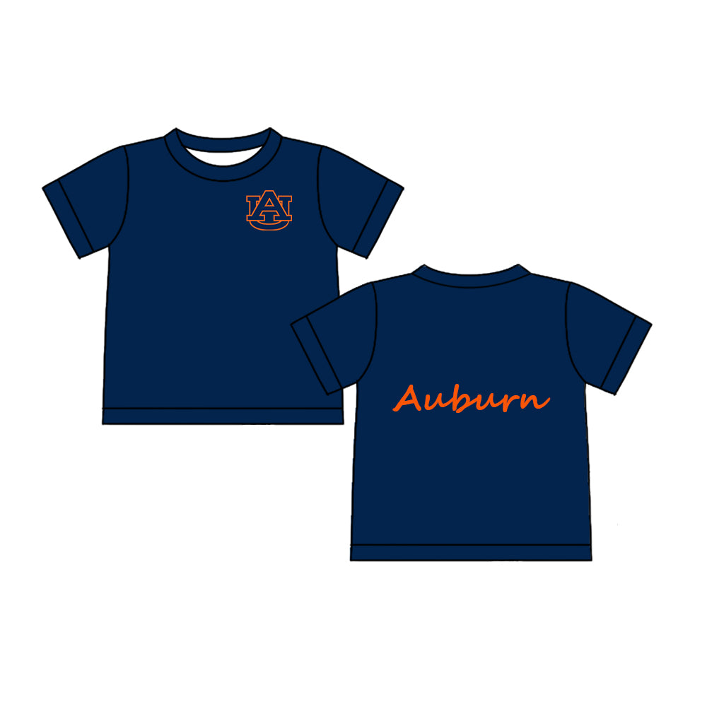 Custom moq 5 mix sizes summer teams baby girls clothes team navy blue short sleeve skirts shorts sets dress top-25.5.9