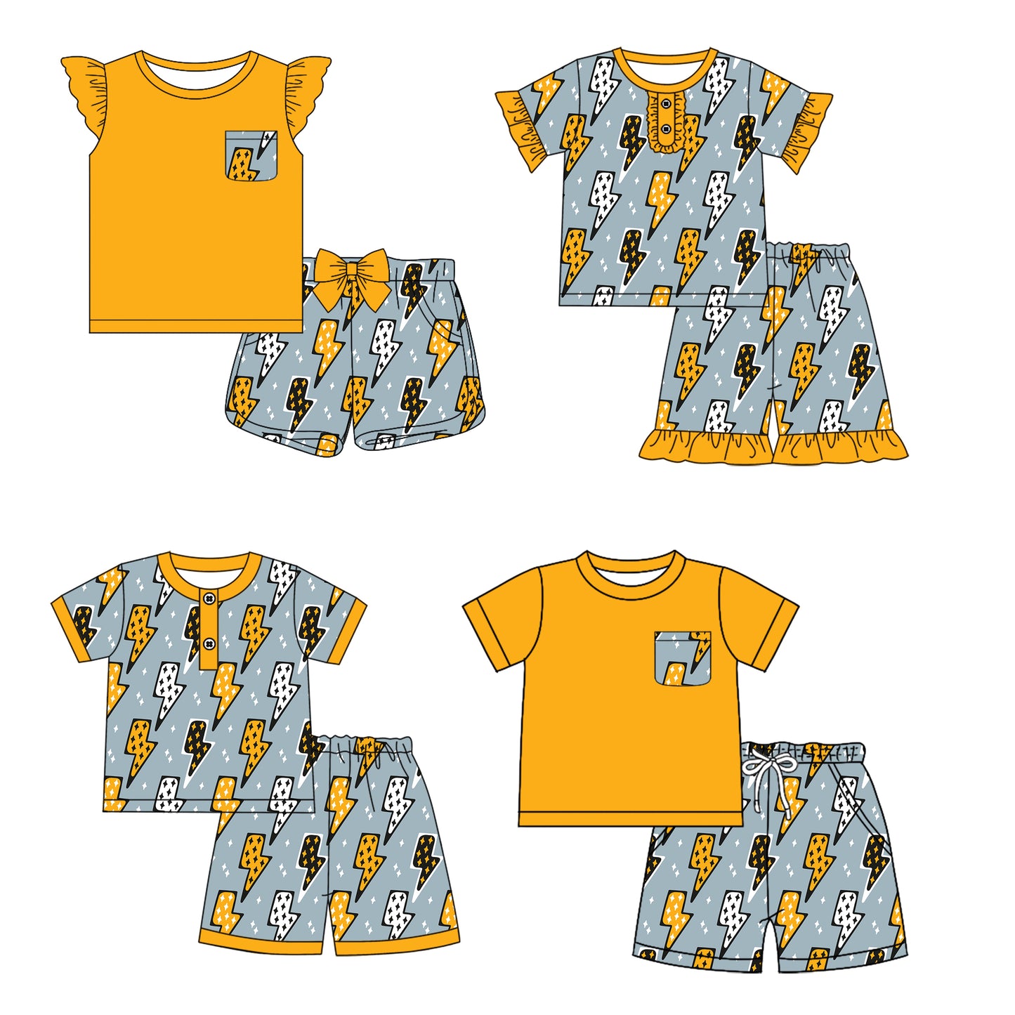 12.18 custom each style moq 5eta 4-6week Sibling Sister baby boy short sleeve shorts fish sets 1 and easter sets 2 and set 3 match design