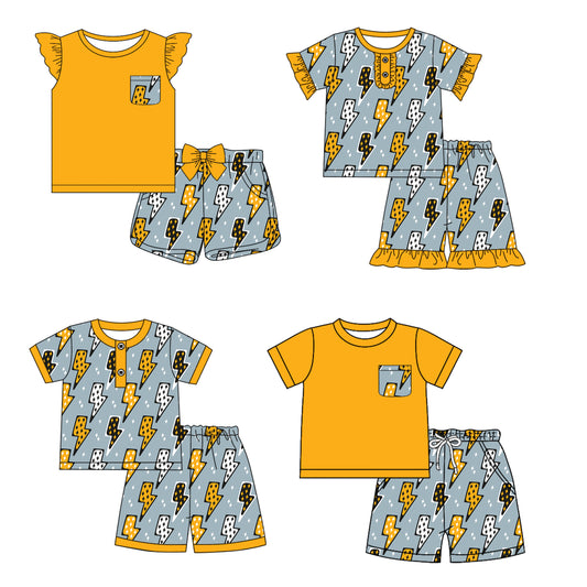 12.18 custom each style moq 5eta 4-6week Sibling Sister baby boy short sleeve shorts fish sets 1 and easter sets 2 and set 3 match design