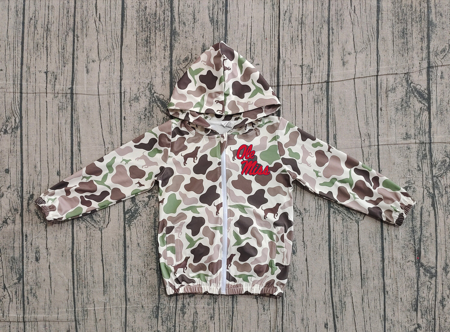 Custom moq 5 mix size milk silk baby boys clothes team summer camouflage zipper hooded long sleeve top-25.11.22