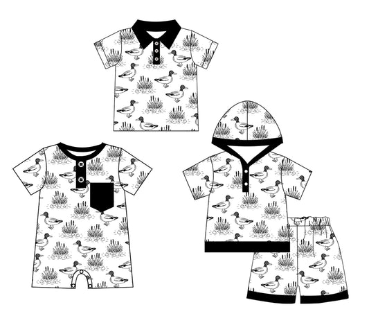 11.25 custom each style moq 5eta 4-6week Sibling Sister duck baby boy short sleeve shorts sets and boy romper and top match design