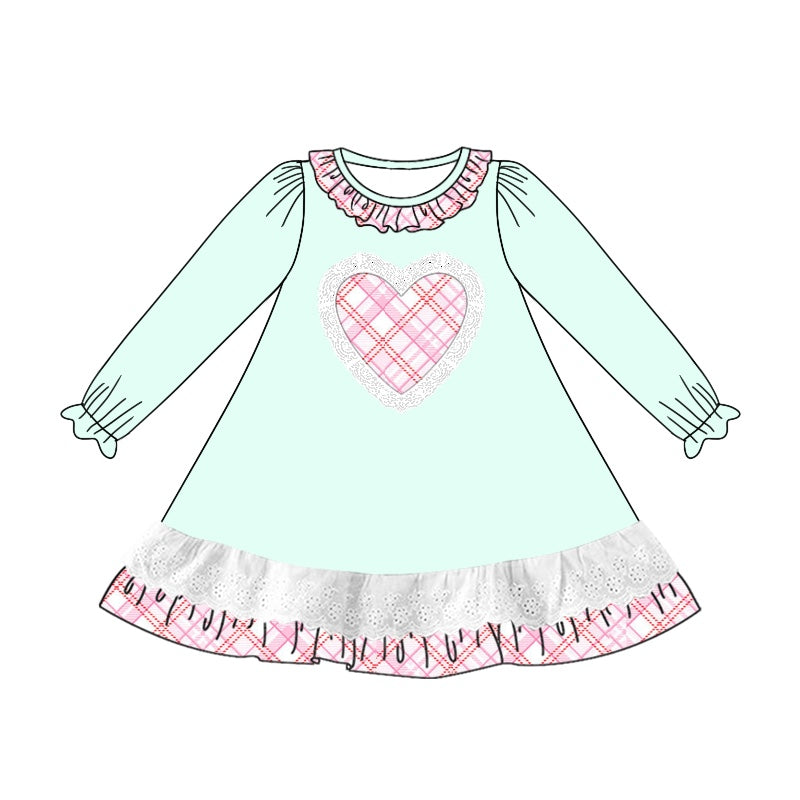9.6 custom each style moq 5eta 4-6week Sibling Sister love teal baby girl sets and dress and rompers match family design
