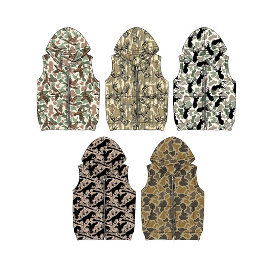25.12.1 custom each style moq 5 eta 6-8week Sibling Sisters camouflage baby boy hooded vest top 5 match family design
