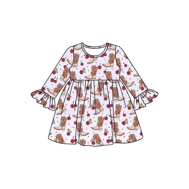 8.2 custom each style moq 5eta 4-6week baby girls clothes boots long sleeve dress