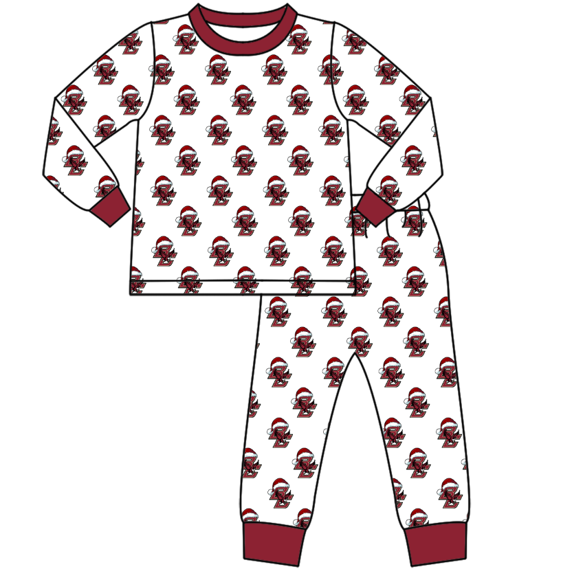 custom moq 5 tat about 4-6 weeks  Red and white long-sleeved team pajama boys set