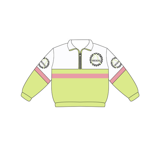 Custom moq 5 mix size milk silk summer teams Adult And Kids Long Sleeve White Green Tee Shirts Zip Pullovers Tops
