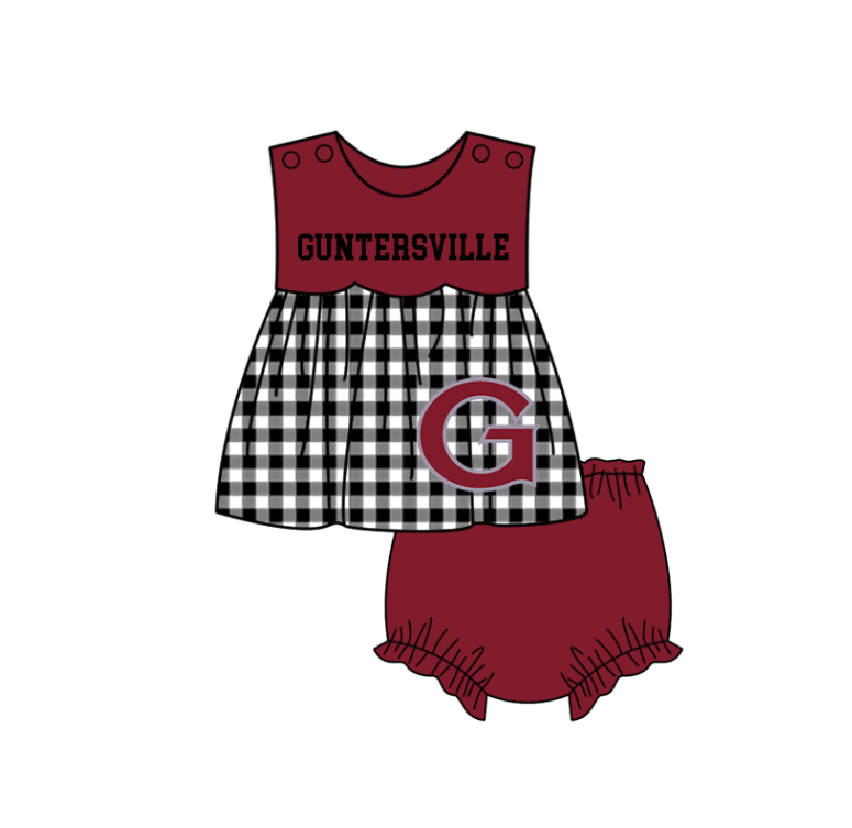 Custom moq 5 mix size milk silk summer teams baby girl boys clothes Red Black and white checkered short sleeve shorts sets 3 and dress and rompers 2 series