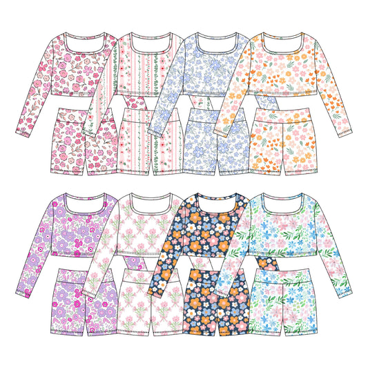 25.10.29 custom each style moq 5 eta 6-8week Sibling Sisters baby girl long sleeve shorts sets 7 match family design