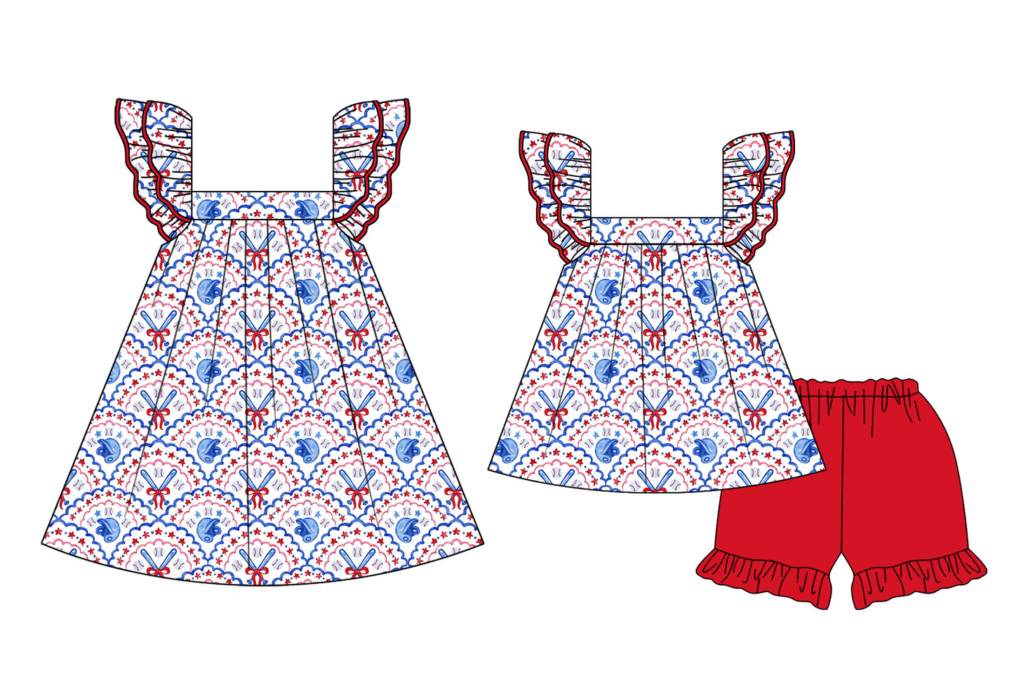 2.15 custom each style moq 5eta 4-6week Sibling Sister bow baby girl short sleeve shorts sets and dresses match design