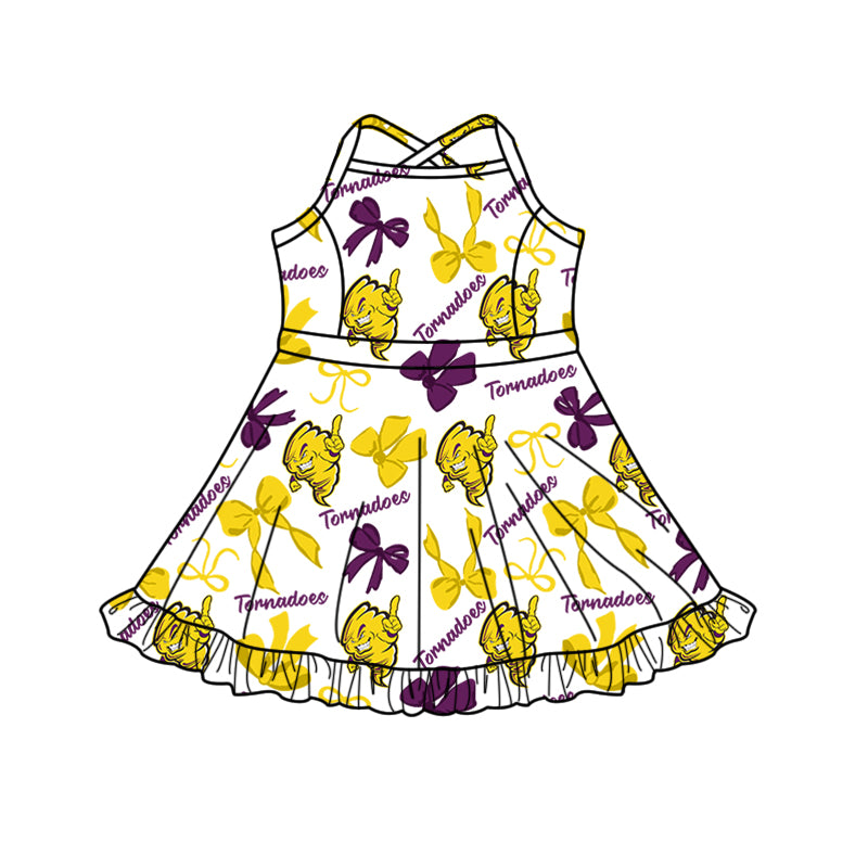 Custom moq 5 mix size milk silk summer teams baby girls clothes bow yellow hooded long sleeve pants sets and dress and top and hooded top and pant-25.8.13