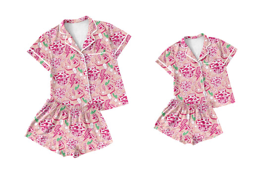 5.6 custom each style moq 5eta 4-6week Sibling Sister hat short sleeve shorts sets and adult sets match design