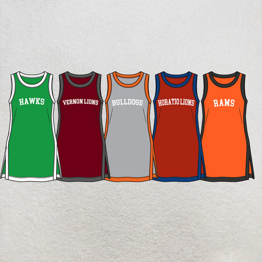custom moq 5 mix size XY072008 Baby Girls Letter Print Summer Sleeveless Knee Length Team Dress
