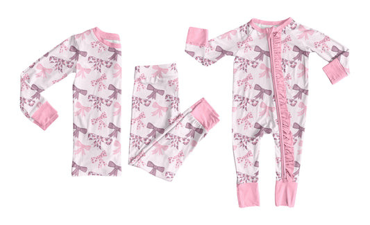 25.8.18 custom each style moq 5eta 4-6week Sibling Sister Christmas bow baby girl long sleeve pants sets and rompers match family design