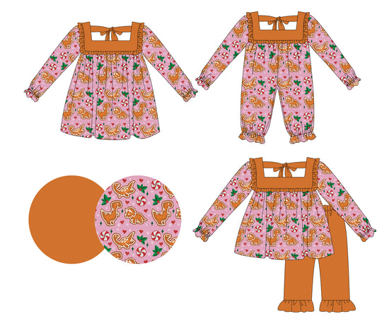 25.6.19 custom each style moq 5eta 4-6week Sibling Sisters Christmas baby girl long sleeve pants sets and dress and rompers match family design