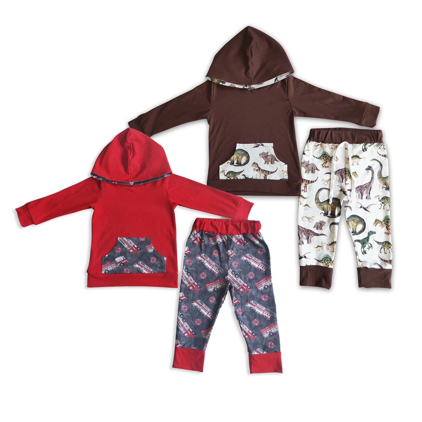 RTS NO MOQ Sibling baby boy clothes hooded long sleeve Clothes Sets