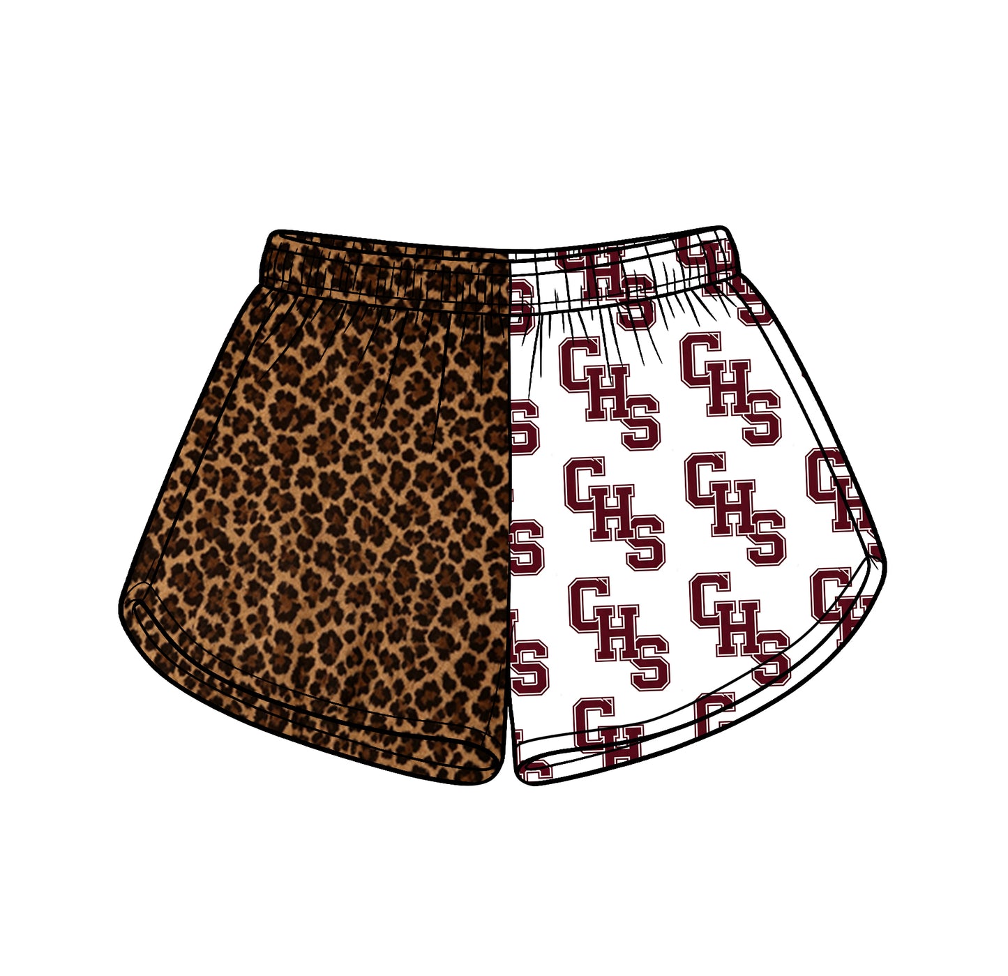Custom moq 5 mix size milk silk summer teams Adult And Kids Brown Leopard Patchwork Summer Casual Shorts