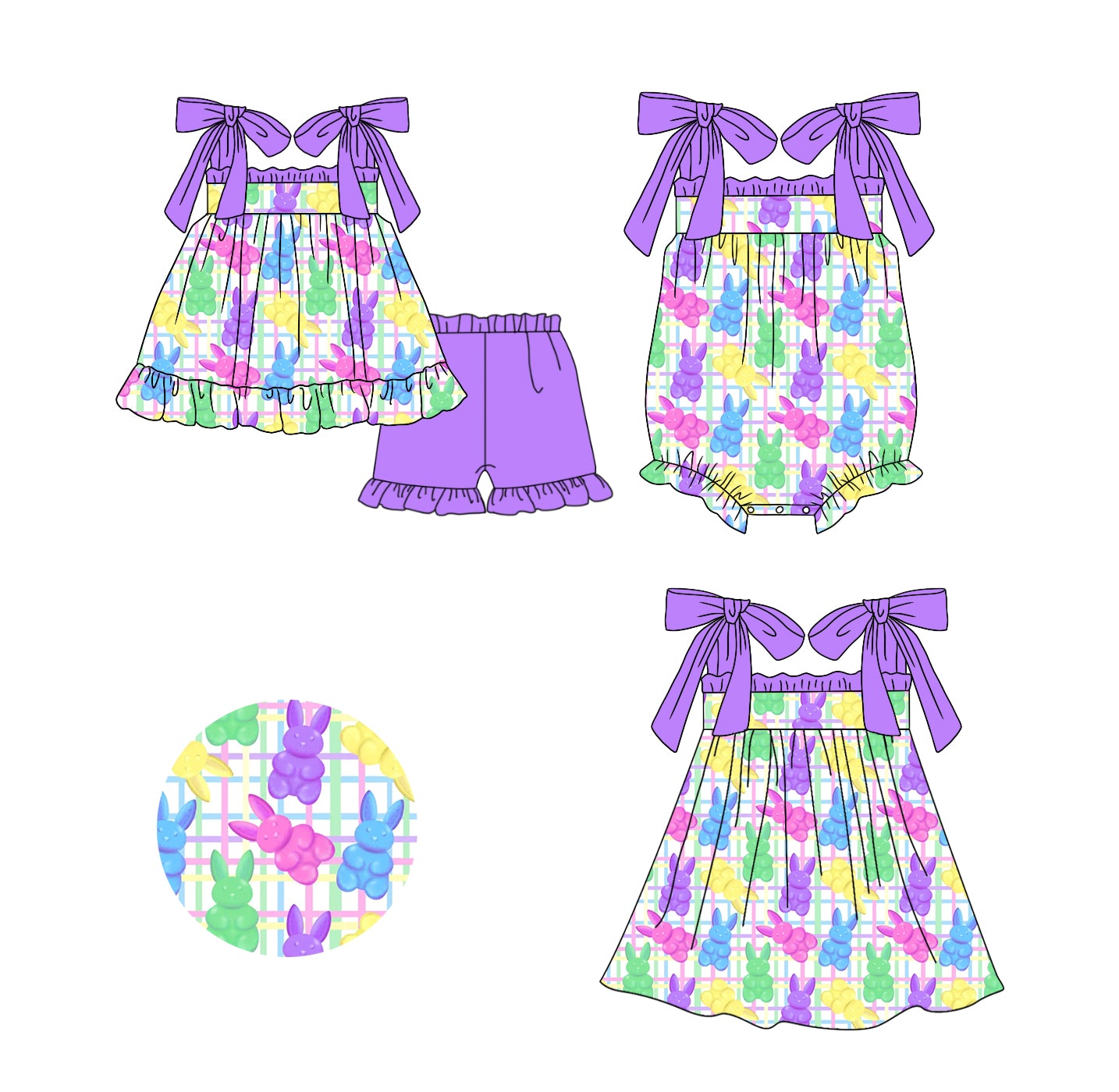 11.20 custom each style moq 5eta 4-6week Sibling Sister HAPPY EASTER rabbit baby girl short sleeve shorts sets and dress and rompers match family design