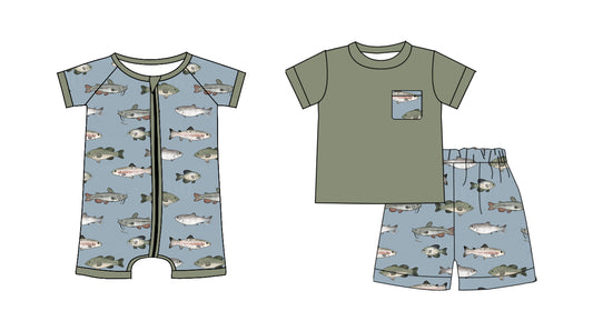 25.11.1 custom each style moq 5 eta 6-8 week Sibling Sister fishing baby boy short sleeve shorts sets and boy rompers match family design