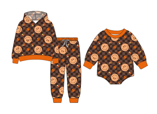 25.6.30 custom each style moq 5eta 4-6week Sibling Sisters smiley baby boy long sleeve pants sets and rompers match family design