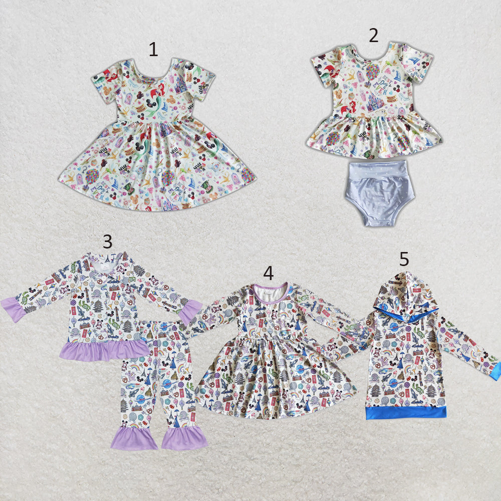 RTS NO MOQ Sibling milk silk Cute Clothes Baby Girls And Boys Long Sleeve Pajamas Sets Bummie Sets Dress