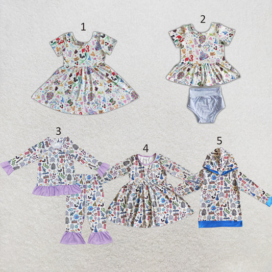 RTS NO MOQ Sibling milk silk Cute Clothes Baby Girls And Boys Long Sleeve Pajamas Sets Bummie Sets Dress