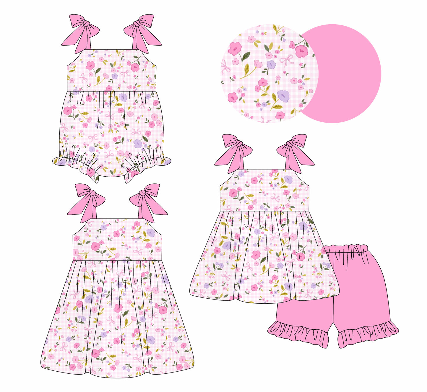 2.28 Custom moq 5 mix size Sibling Baby Girl's Pink Sleeveless Top And Shorts Set Cute Romper Dress for Summer