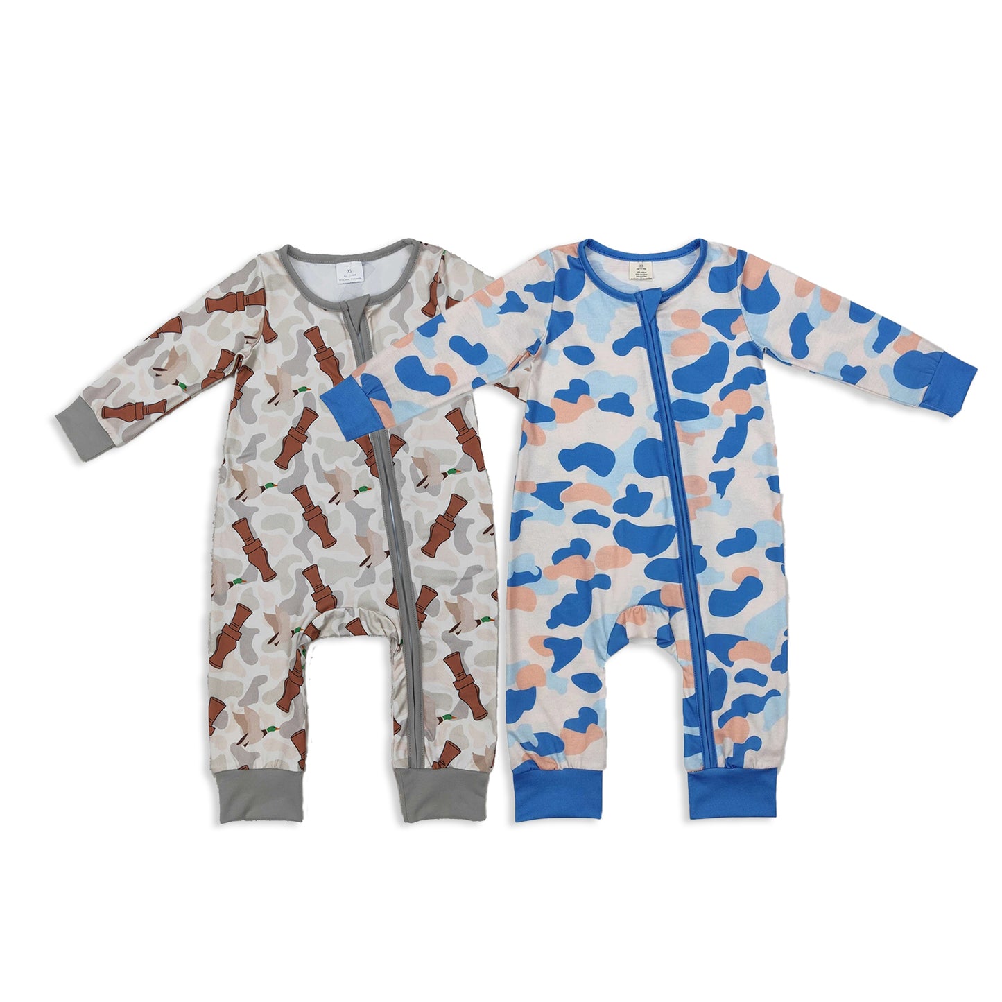 RTS NO MOQ Sibling Baby boy clothes modal camouflage long Sleeve Romper Mixed Sizes