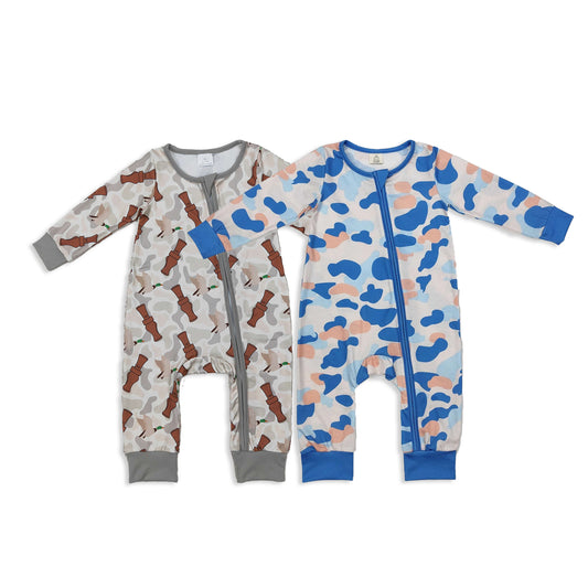 RTS NO MOQ Sibling Baby boy clothes modal camouflage long Sleeve Romper Mixed Sizes