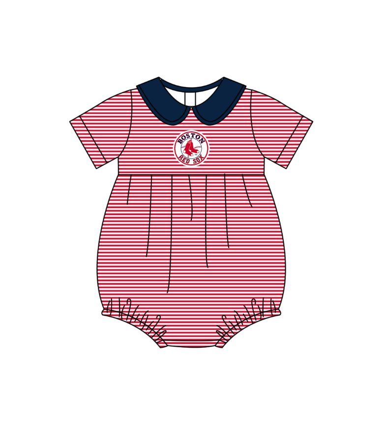 Custom moq 5 mix size milk silk summer teams Baby Boys And Girls Red Short-Sleeved Shirt And Shorts Set Matching Striped Rompers Outfit Set