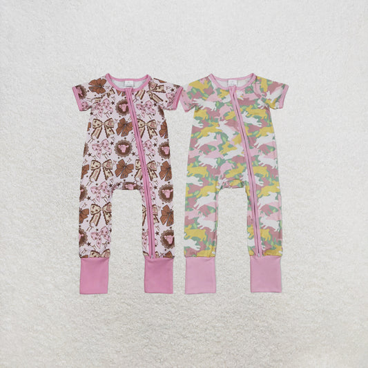 RTS NO MOQ Sibling Baby Girls Bows Highland Cows Ruffle Pants Western Pajamas Set Ruffle Dress Zipper Romper