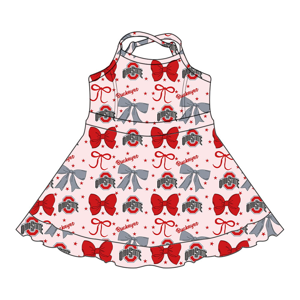 Custom moq 5 mix size milk silk summer teams baby girls clothes team bow red sleeveless skirts sets and dress 1 and dress 2 and dress 3-25.6.27
