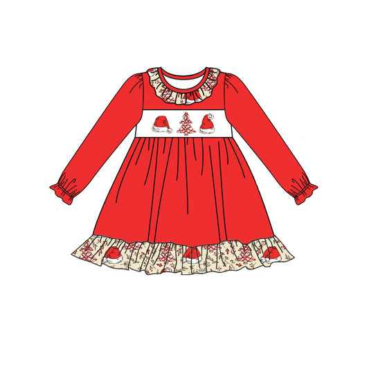 6.20 custom each style moq 5eta 4-6week Sibling Sister Christmas red baby girls dress and baby romper match family design