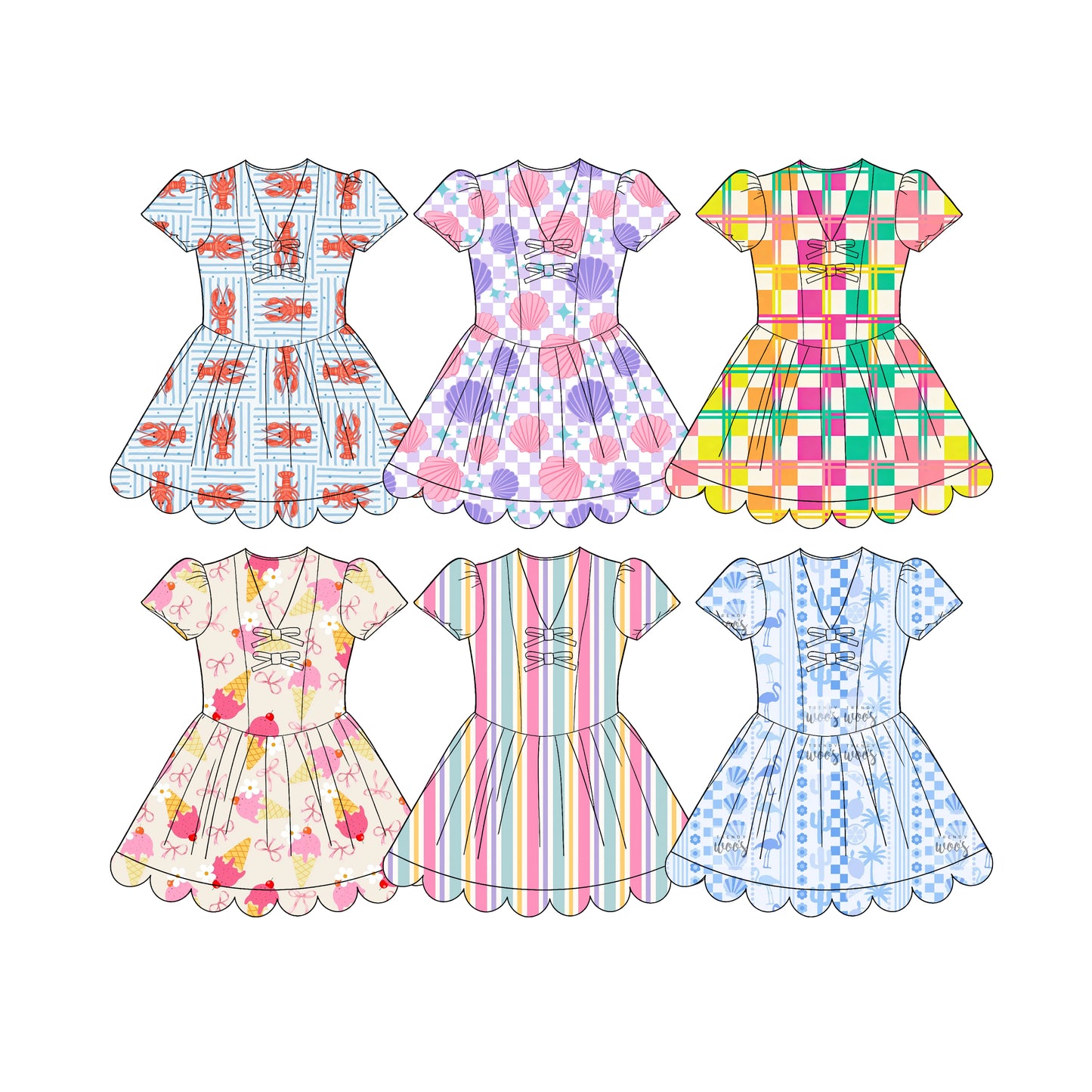 3.21 Custom moq 5 mix size Sibling Baby Girl's Short Sleeve Dress Cute Clothing for Infants