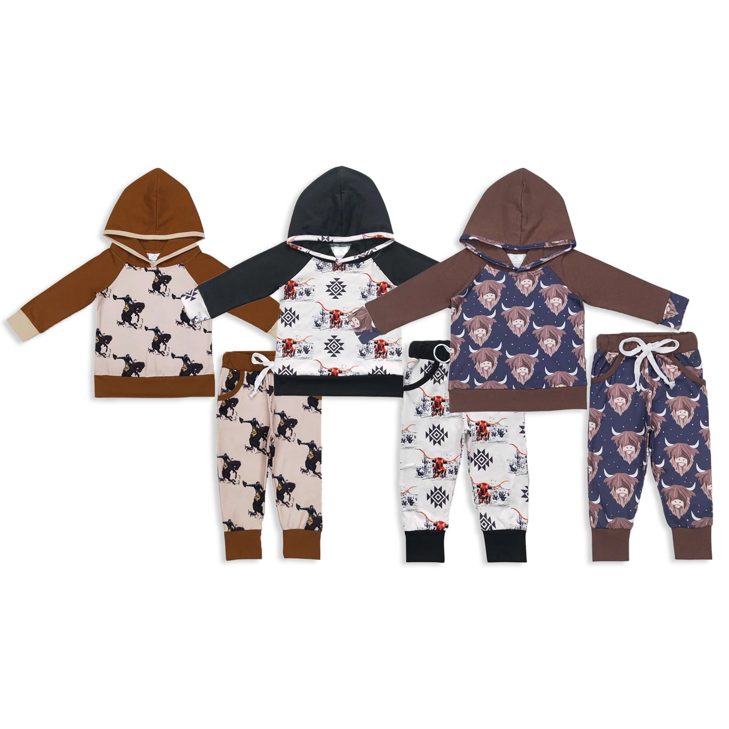 RTS NO MOQ Sibling baby boy clothes hooded long sleeve Clothes Sets