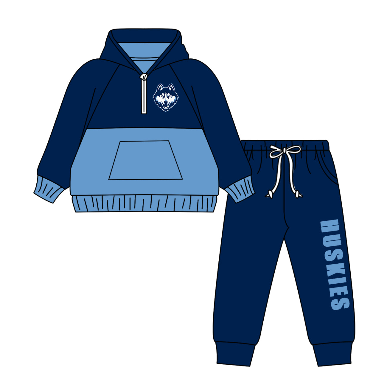 Custom moq 5 mix size milk silk summer teams baby girls clothes bow blue hooded long sleeve pants sets and boy sets and dress and hooded top and pant-25.8.16