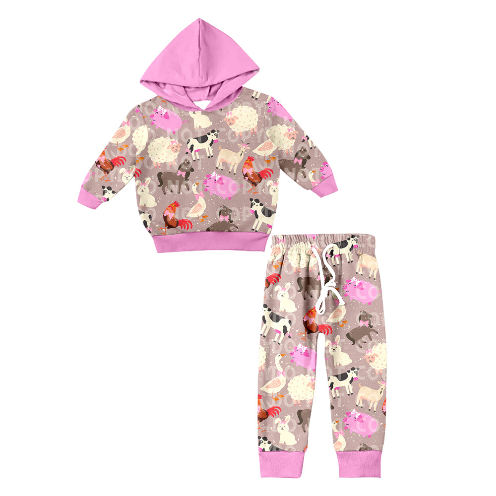 8.26 custom each style moq 5eta 4-6week Sibling Sister cow pink baby girl sets and dress match family design