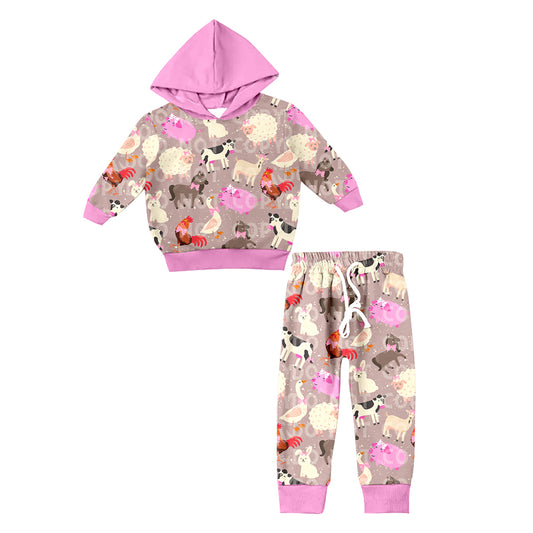 8.26 custom each style moq 5eta 4-6week Sibling Sister cow pink baby girl sets and dress match family design