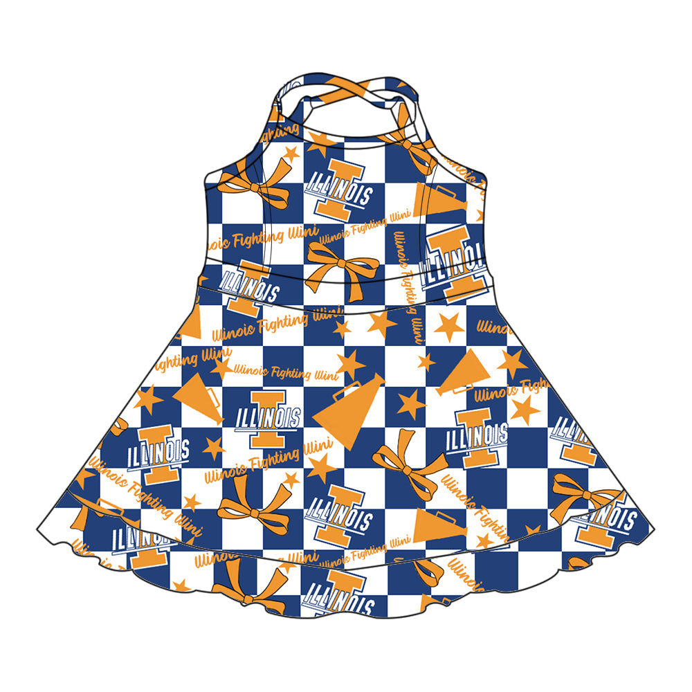 Custom moq 5 mix size milk silk summer teams baby girls clothes team bow orange sleeveless skirts sets and dress 1 and dress 2 and dress 3-25.6.30