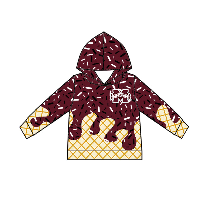 Custom summer teams baby girls clothes team brick red hooded long sleeve tops and short sleeve top and dress and pants and shorts-25.5.28