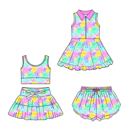 Custom moq 5 mix size Sibling Baby Girls Sleeveless Yoga Top And Skirt Set Kids Yoga Dress Comfortable Sportswear with Shorts