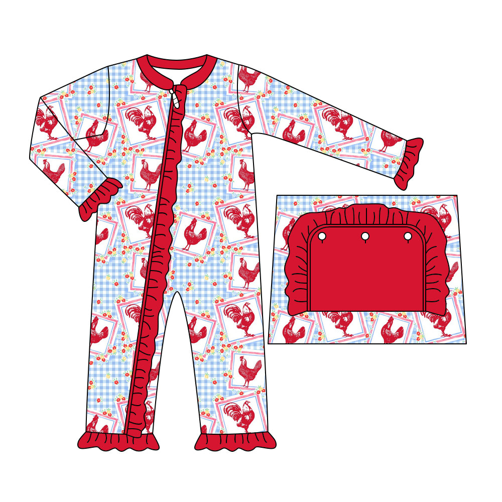 6.8 custom each style moq 5eta 4-6week Sibling Sister hen red baby girls sets and dress and baby romper match family design