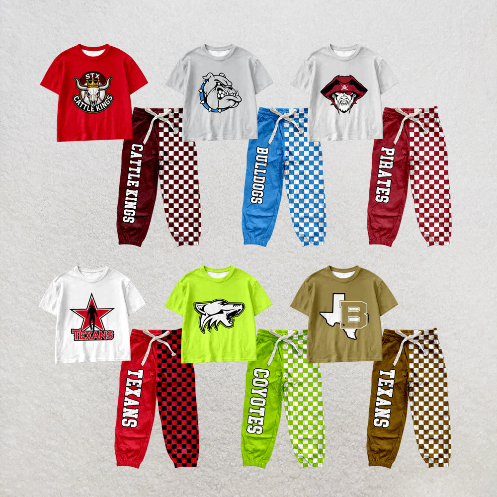 custom moq 5 mix size MSD070808 Baby Boys Short Sleeve Shirt Top Checked Long Pants Casual Set
