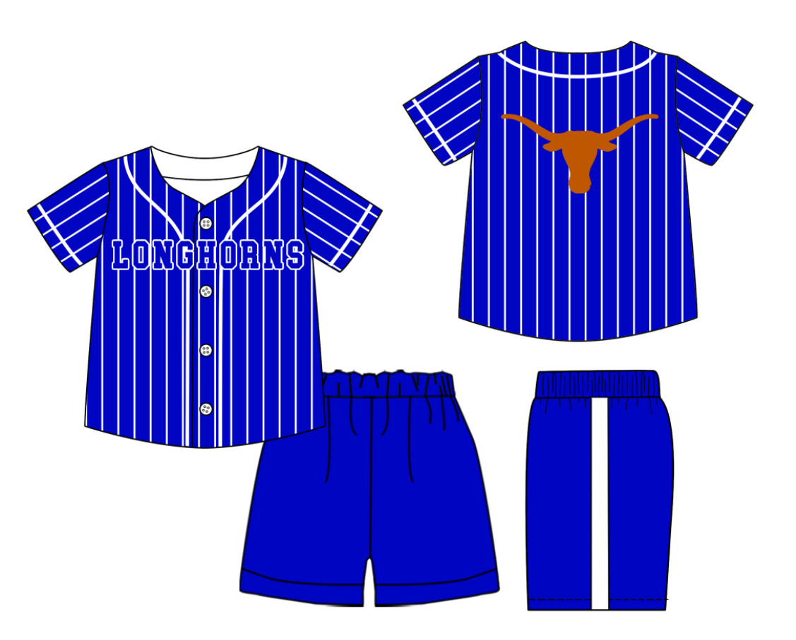 Custom moq 3 or 5 mix size milk silk summer teams baby boy clothes blue short sleeve shorts sets-26.1.20