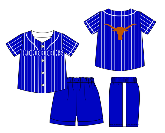 Custom moq 3 or 5 mix size milk silk summer teams baby boy clothes blue short sleeve shorts sets-26.1.20