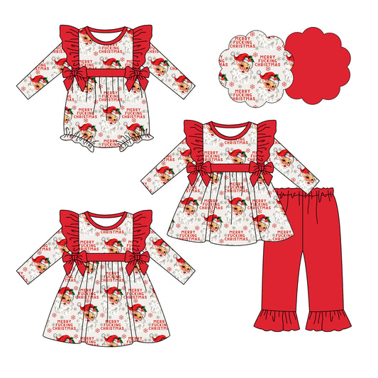 25.6.17 custom each style moq 5eta 4-6week Sibling Sisters Christmas red baby girl long sleeve pants sets and dress and rompers match family design