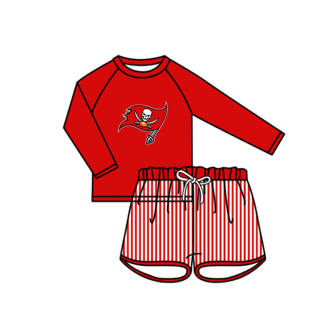 Custom moq 5 mix size milk silk summer teams baby girl boys Red clothes Two-Piece Swimsuit Set One Piece Swimsuits boy swim trunks