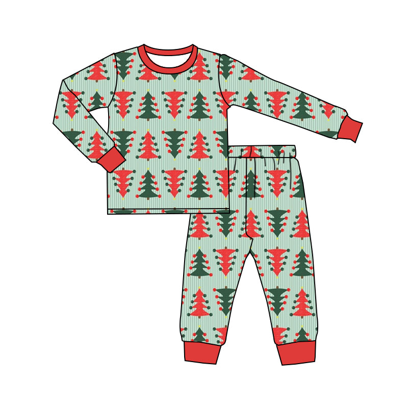 6.5 custom each style moq 5eta 4-6week Sibling Sister Christmas trees boys pajamas outfits and baby romper match family design