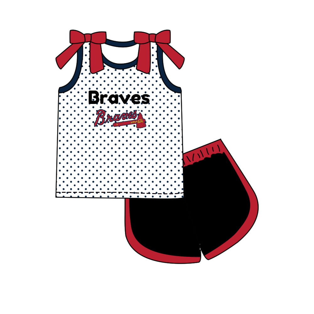Custom moq 5 mix size milk silk summer teams Red Girls Polka Dot Sleeveless Top Shorts Set Top Skirt Short Set Long Sleeve Pullover Tops
