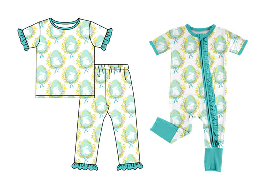 12.7 custom each style moq 5eta 4-6week Sibling Sister easter baby girls short sleeve sets and rompers match design