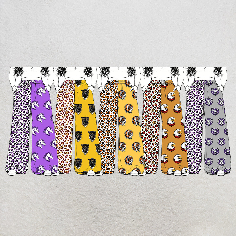 custom moq 5 mix size XY071808 Baby Kids Leopard Patchwork Team Pants Casual Daily Sport Bottoms